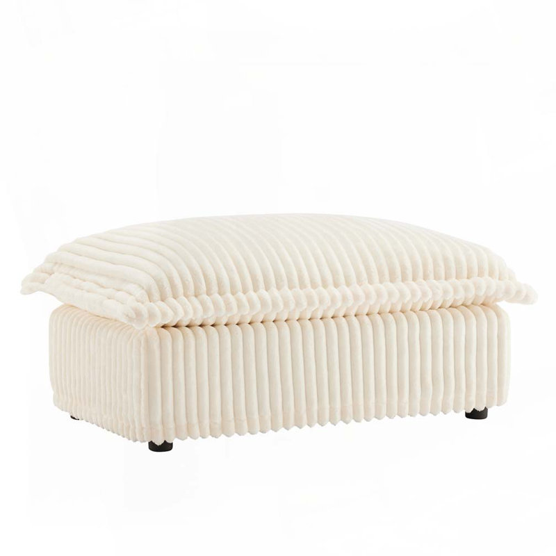Vihaan Ottoman with Removable Covers, Cream