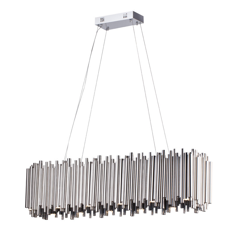 Shiny Nickel Stainless Steel Rectangular Frame LED Chandelier