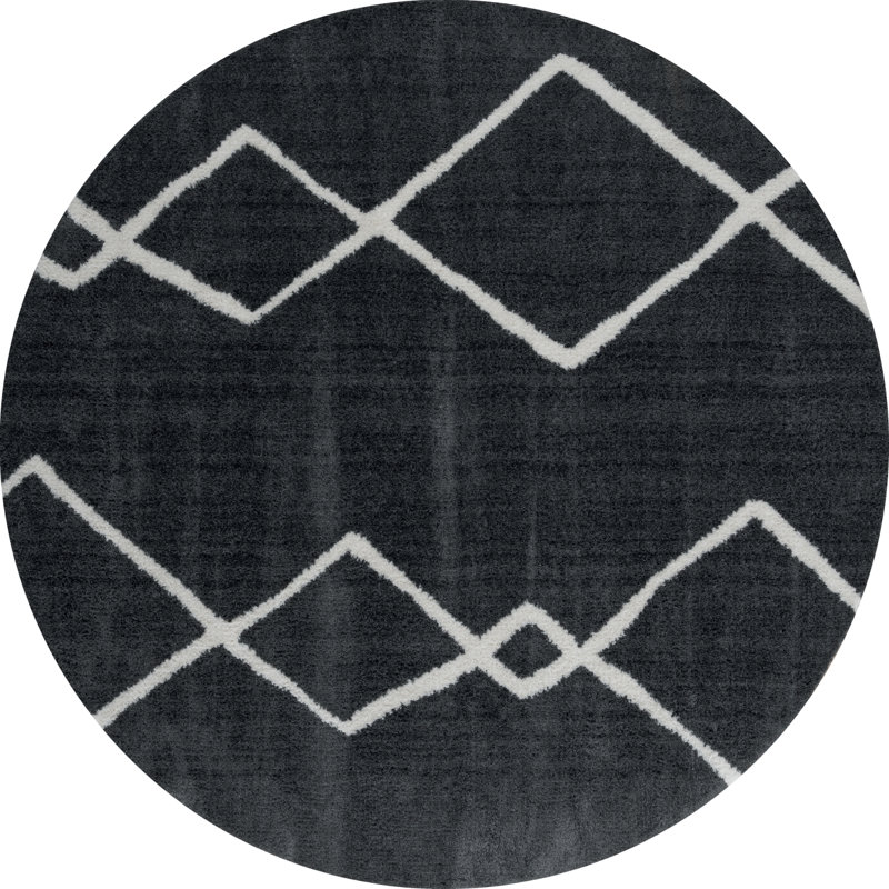 Tapis gris foncé Ilwell, Rond 7 pi 10 po