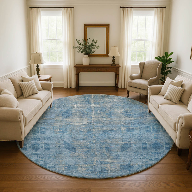 Premium Machine Washable Larock AMF1228 Global Rug, Round 8'