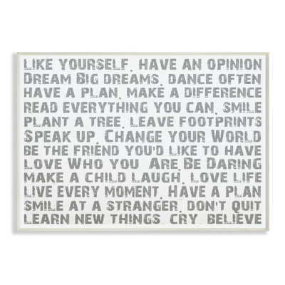 Plaque murale rectangulaire typographique inspirante