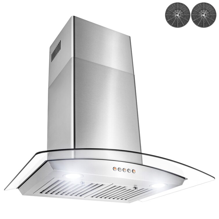 AKDY 30" 217 Cubic Feet Per Minute Convertible Wall Range Hood with Baffle Filter and Light Included Stainless Steel