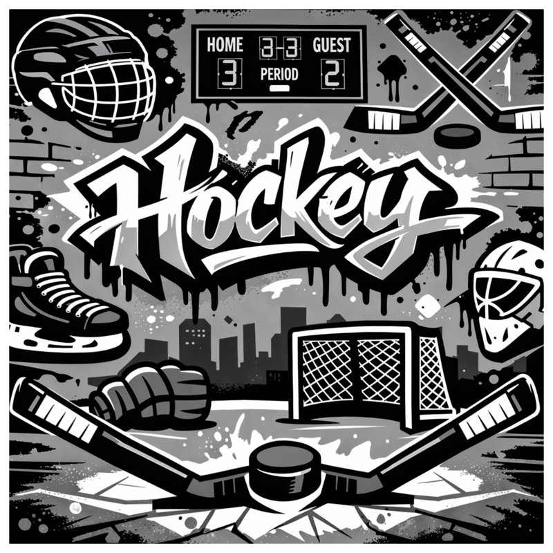 Housses de couette graffiti pour équipement de hockey, Grand lit