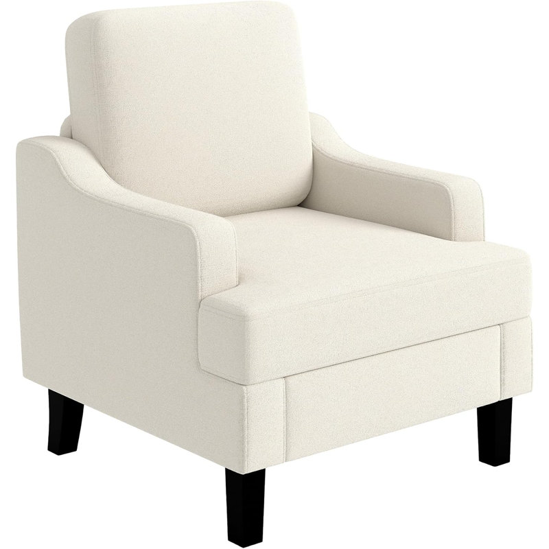 2 pièces Chaise d'appoint en chenille de style Mid-Century, fauteuil en bois et en fer avec revêtement doux pour le salon et la chambre à coucher