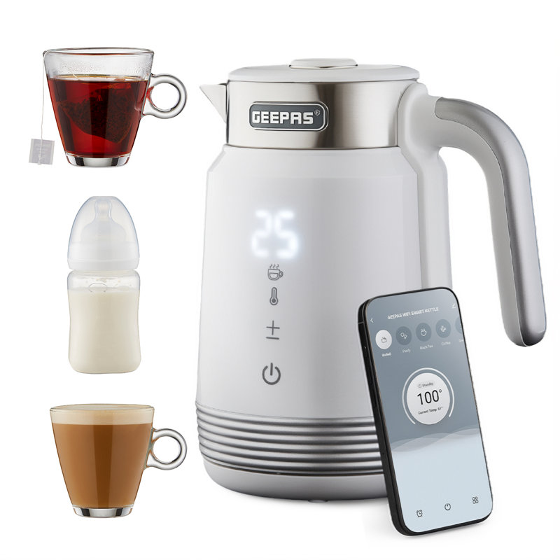 GEEPAS Digital Electric Kettle | 1.7L Wifi Tuya Smart App Control Alexa Google Voice Compatible Digital Display Auto Shut Off Cool Touch Stainless Steel Strix controller | 2 Year Warranty 2200W
