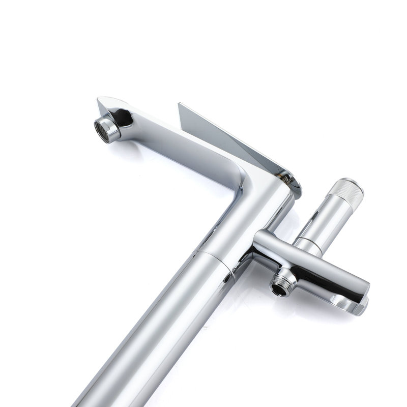 Single Handle Floor Mounted Freestanding Tub Filler with Diverter, Chrome