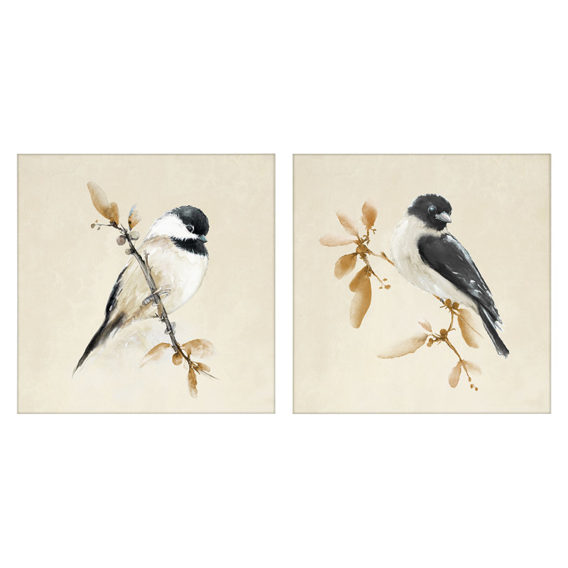 Ensemble de 2 canevas discrets sur toile beige, design par Diannart, H 17 po x l 17 po