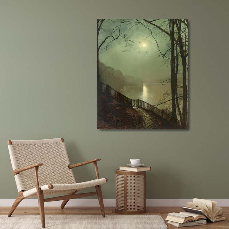 «Moonlight on the Lake, Roundhay Park, Leeds» par John Atkinson Grimshaw - Art mural sur toile tendue avec châssis