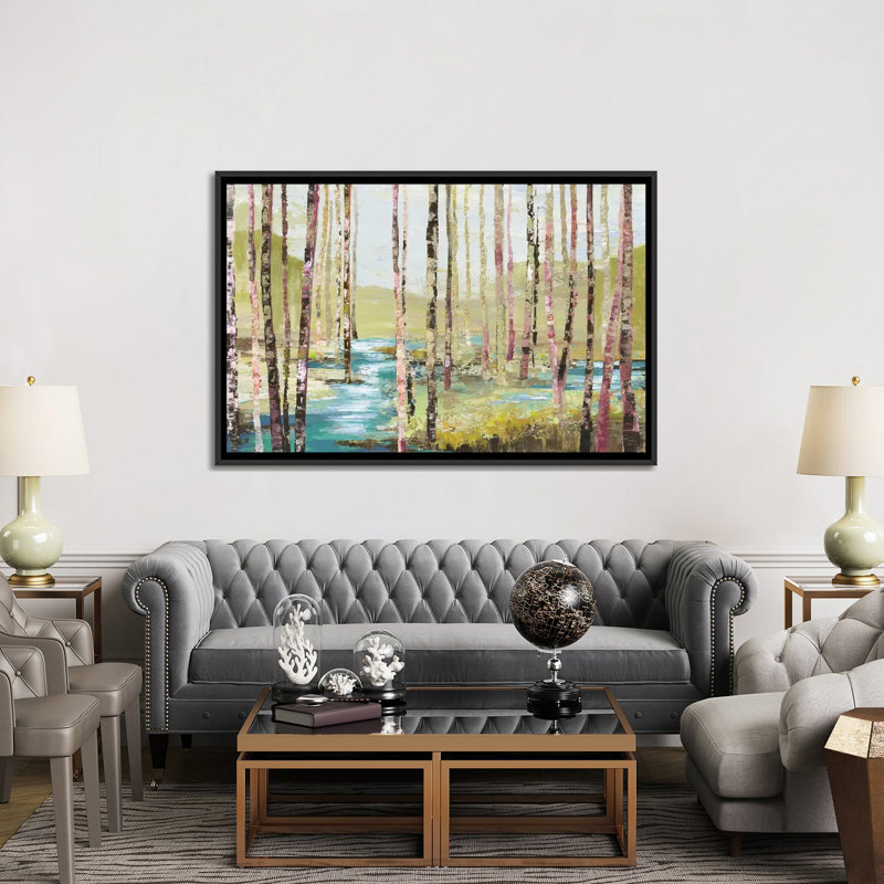 «Group Of Birch» par Allison Pearce - reproduction d'art sur toile tendue, H 18 po x l 26 po x P 1,5 po, Pas de tapis