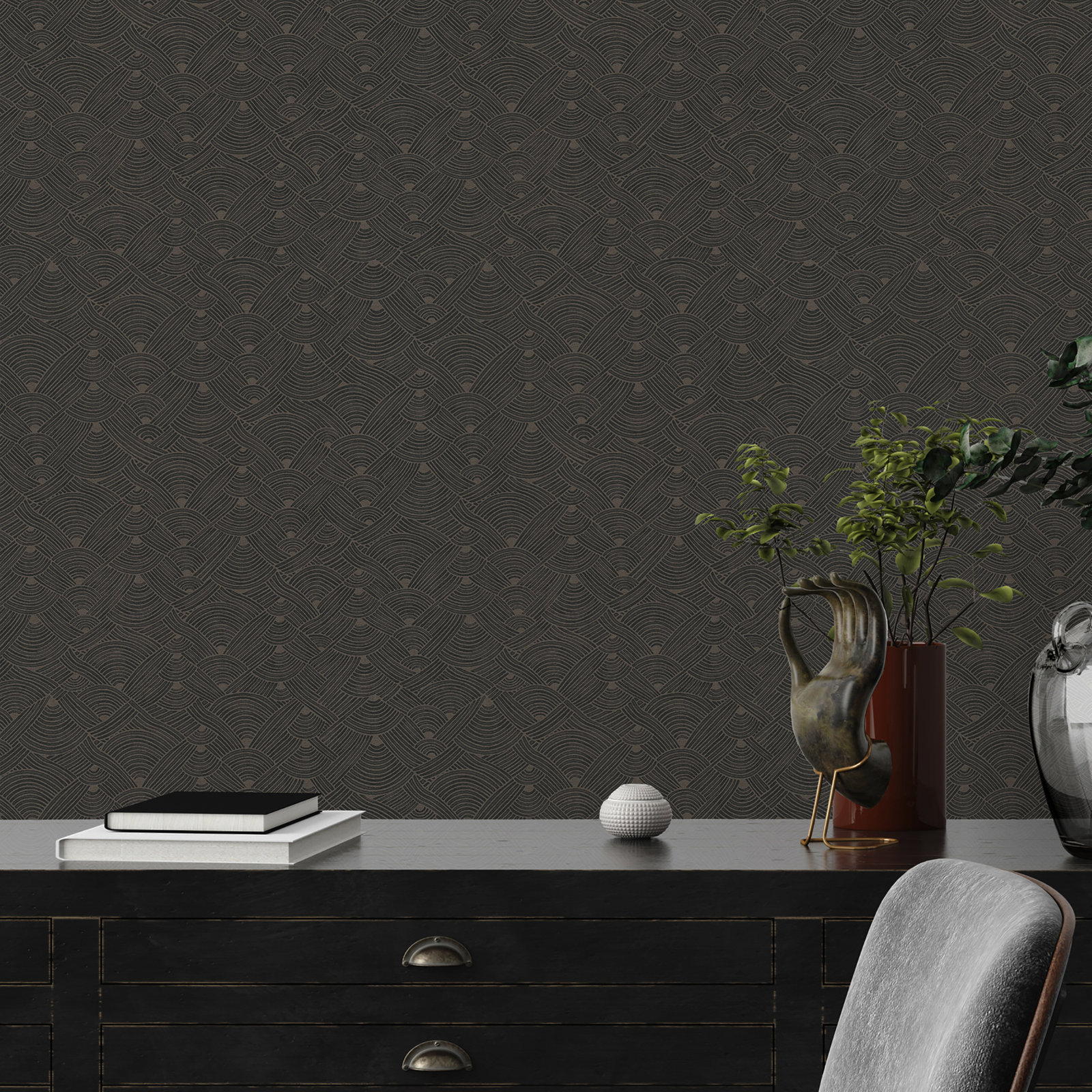 Fusion Wallpaper Roll, Black/Brown