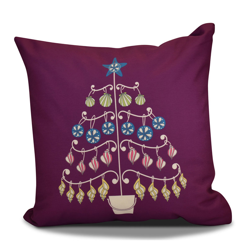 Housse de coussin décoratif carré Coastal Christmas, H 16 po x l 16 po, Mauve