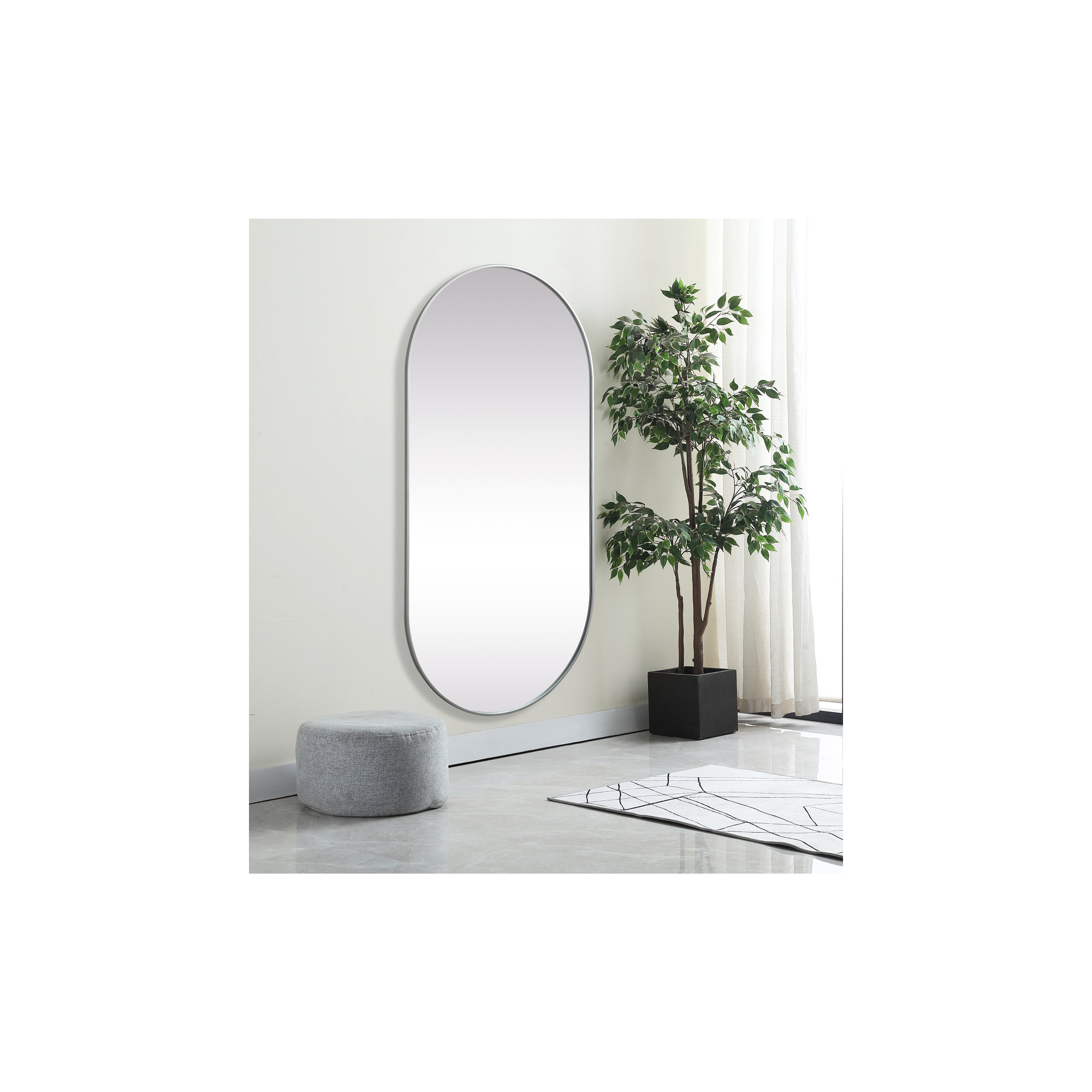 Elington Metal Oval Mirror, 72"  x 36" , Silver