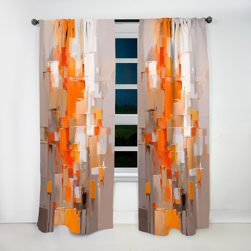 Rideaux modernes orange foncé et brun - Rideaux modernes - Velours obscurcissant - 1 panneau, L 52 po x L 90 po