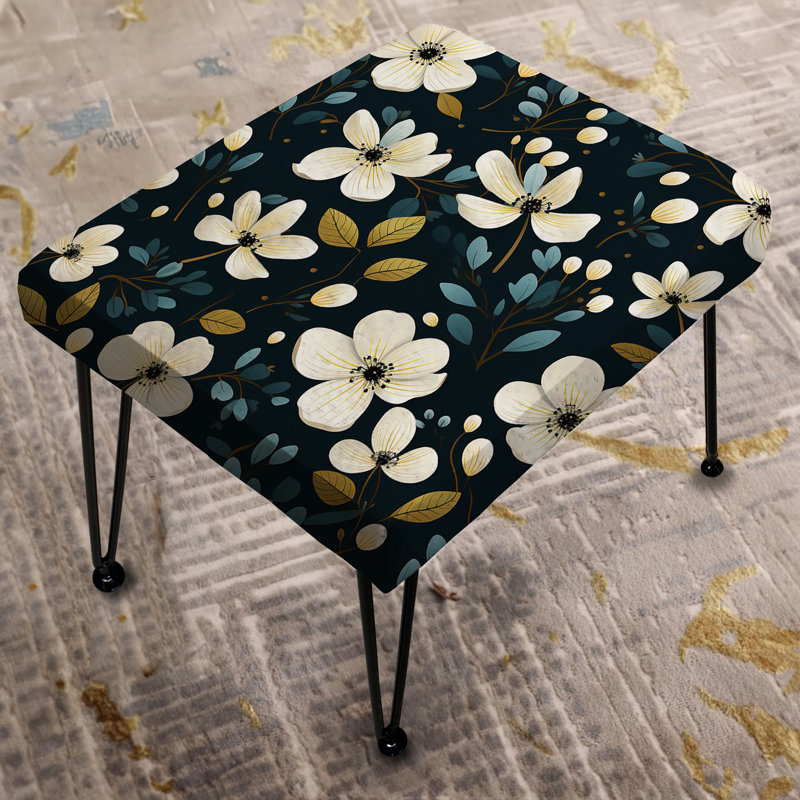 Beauté florale minimaliste en ivoire - Repose-pieds rectangulaire floral