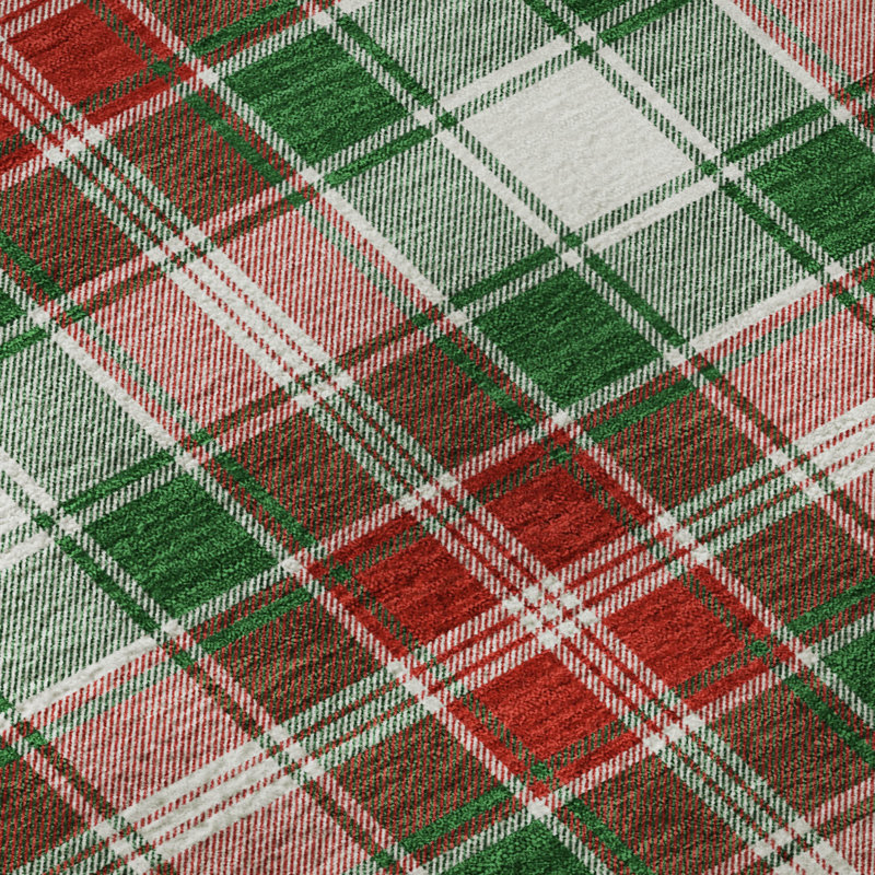 Premium Machine Washable Dockside AMF1817 Christmas Plaid Rug, Rectangle 1'8" x 2'6"