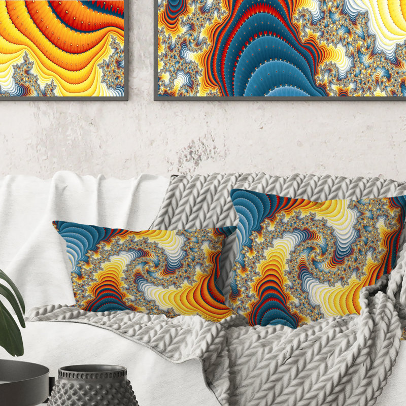 Coussin Multidimensional Fractal Spiral - Modern Printed, 16 po x 16 po