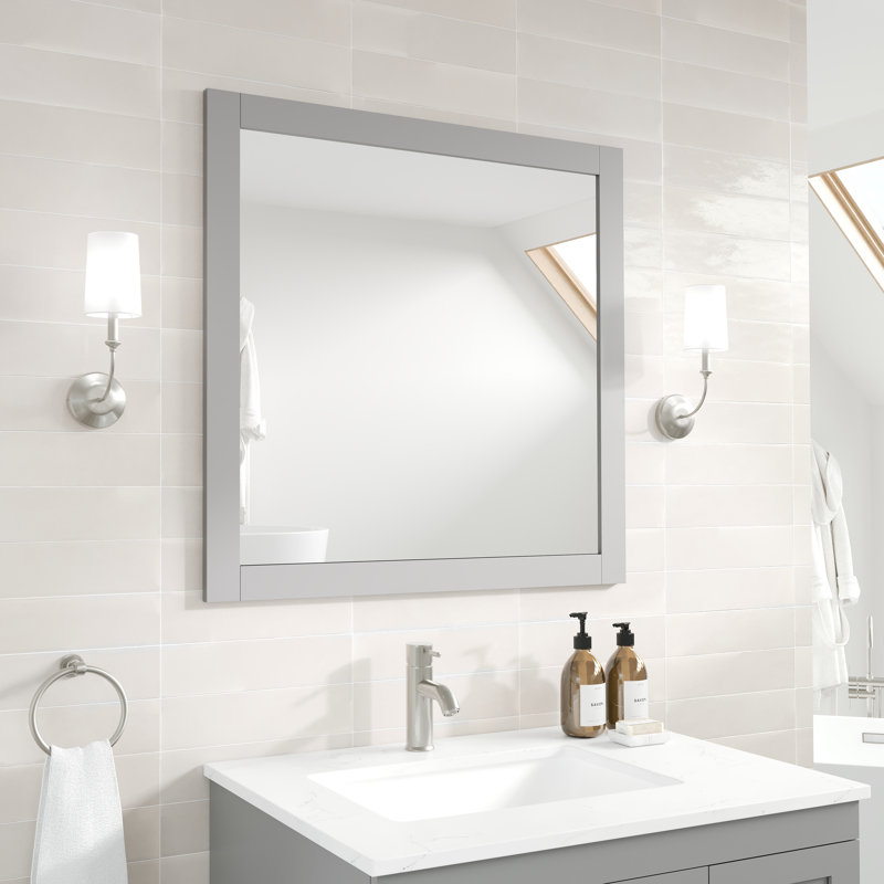 Azaira Rectangle Mirror, 31" H x 30" W, White