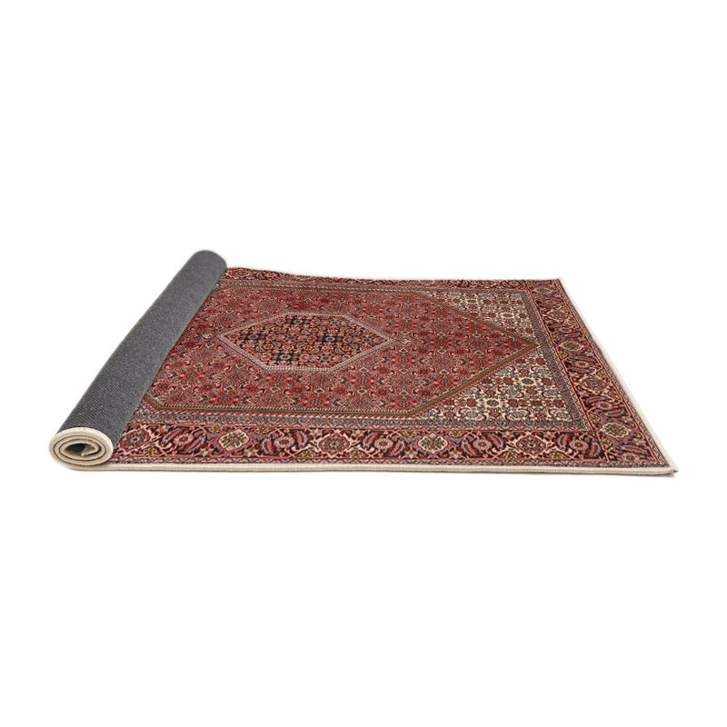 Tapis en laine rouge / beige, Rond 7 pi