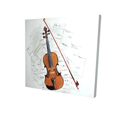 Violin on Music Sheet – Brown Canvas Home Decor Art Print