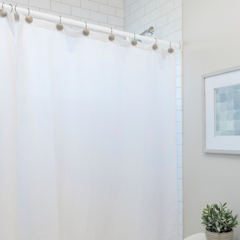 Adjustable White Steel Tension Shower Curtain Rod, 41-76 Inches