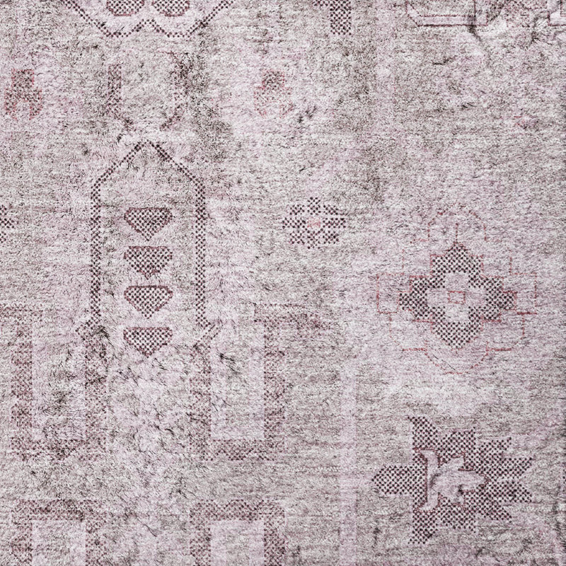 Tapis oriental à poil long de qualité supérieure lavable à la machine ADS697, Rose, 10' x 14'