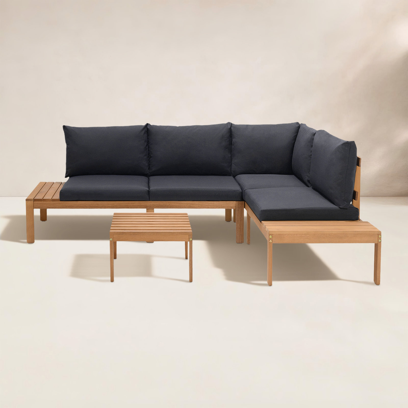 Tempo Eucalyptus 3 Piece Sectional Set, Black