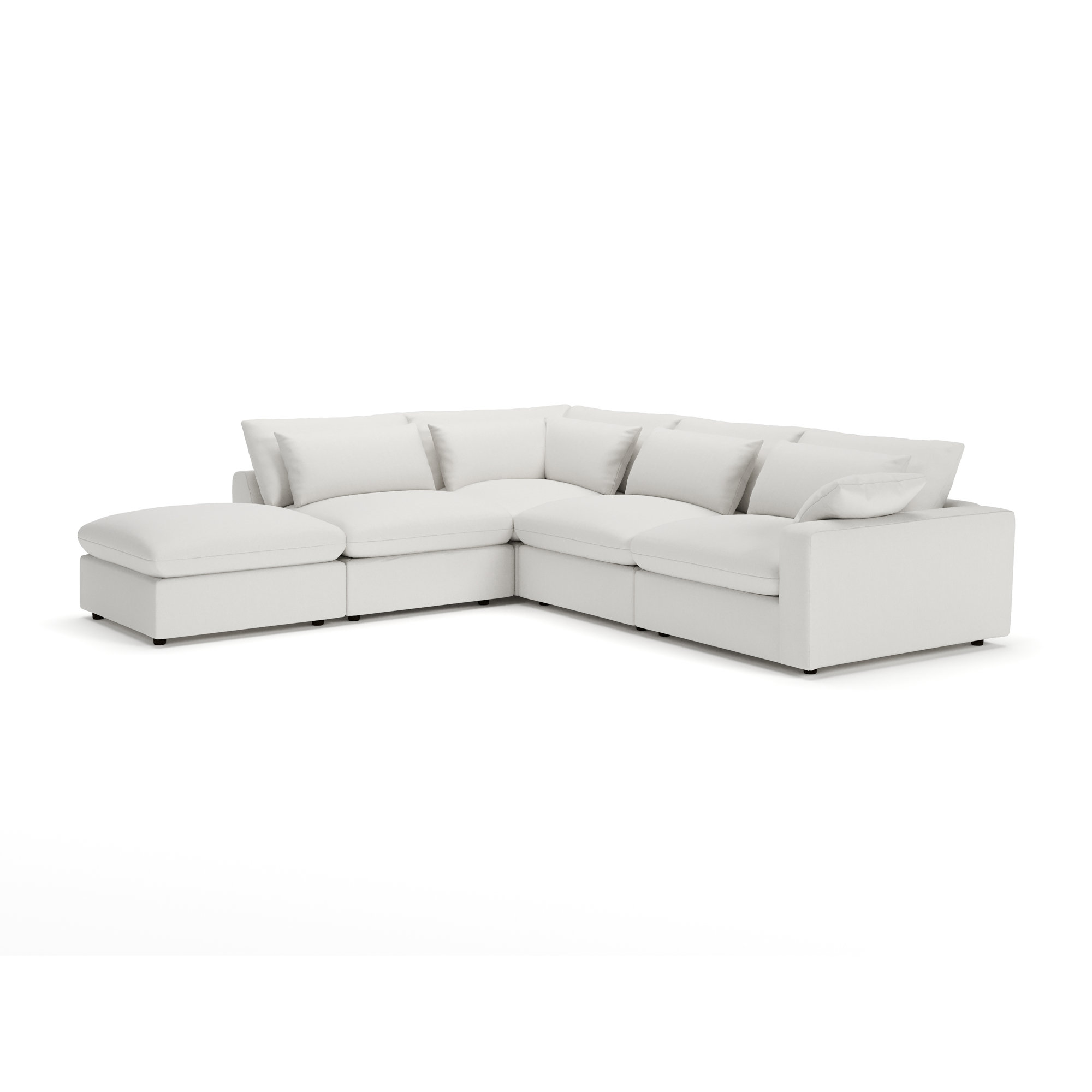Remy 5-Piece Modular Chaise Sectional, Macarena Beige Basketweave, Left Hand Facing