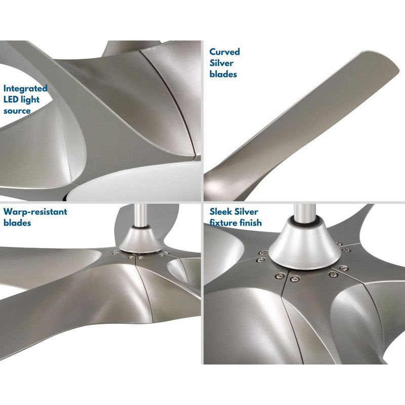 60-Inch Nickel Smart Ceiling Fan with LED Light and Remote