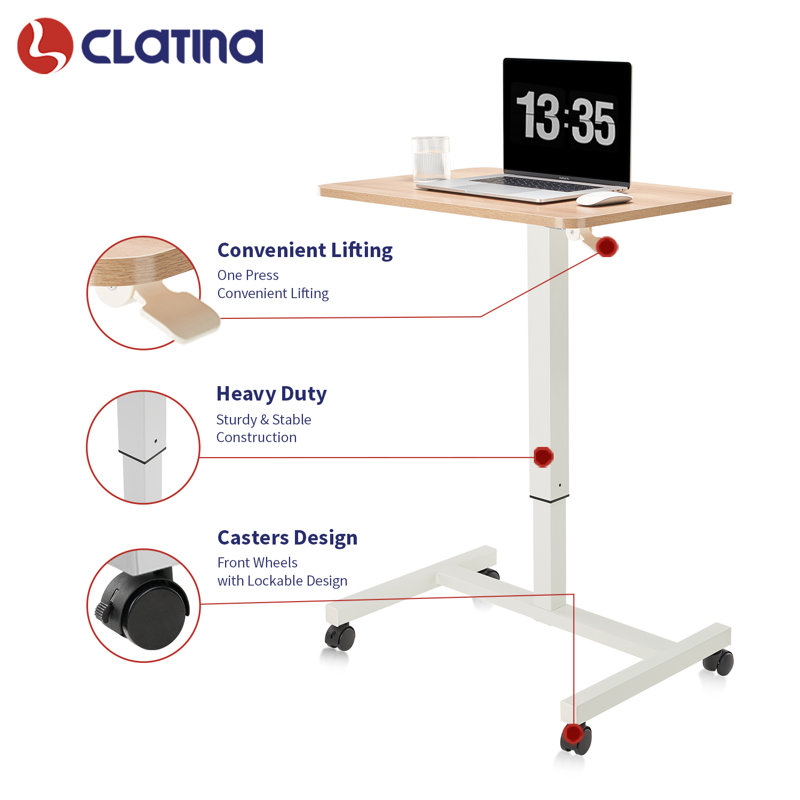 Adjustable Beige and White Laptop Standing Desk Cart