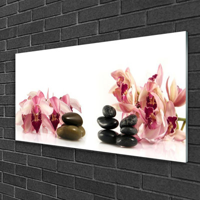 Art Flower Stones 1 Piece Wall Art on Glass