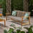 Wicker And Wood Three-Seater Outdoor Sofa With Durable Acacia Frame And Spacious Seating, Perfect For Patio And Backyard-1390538332