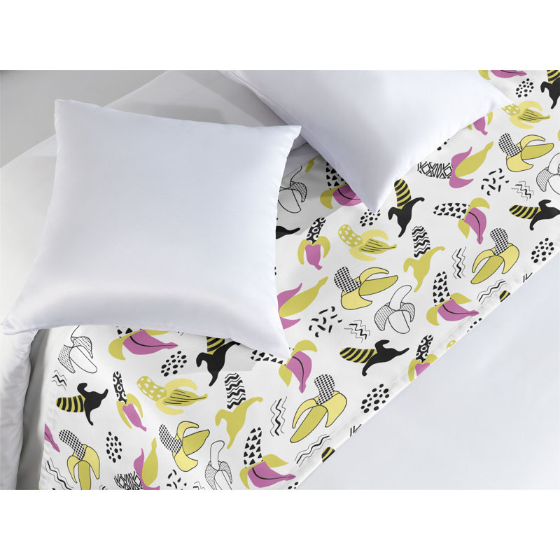 Ambesonne Banana Bed Runner Patterned Fruit Dots Art Multicolor, King