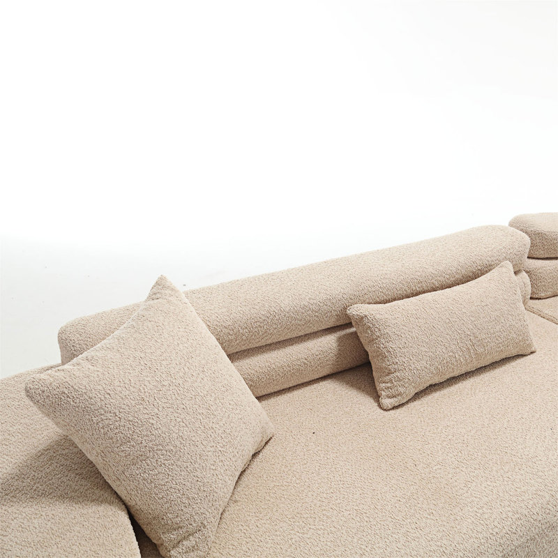 Donaji 139'' Upholstered Sofa, khaki