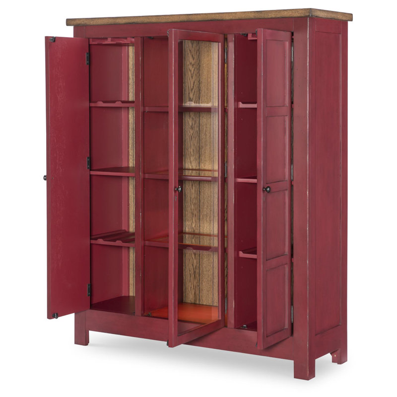 Coffre-fort à tarte (3 portes, 4 tablettes à vin ADJ / REV / REM, 2 tablettes fixes, rangement suspendu pour verres à vin, 3 tablettes en verre à cadre ADJ, lumière DEL)