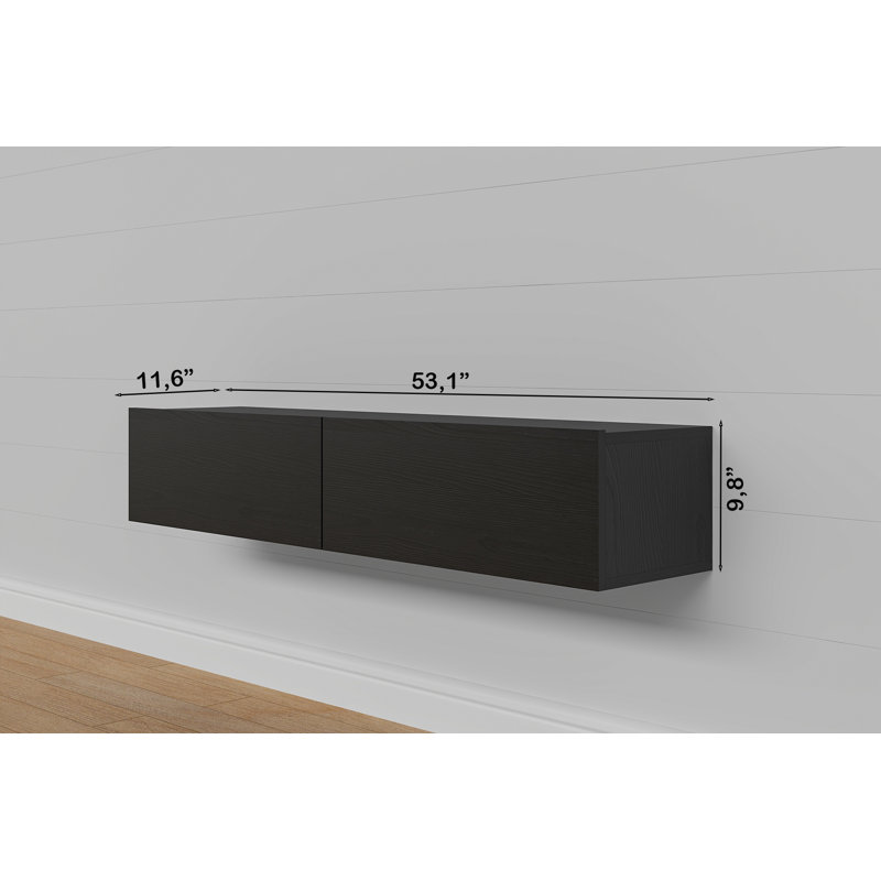Alesandrini 53" Floating TV Stand Up to 70" TV's Wall Mounted Media Console, Black