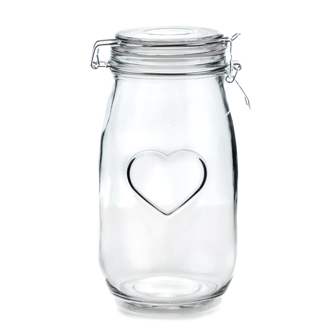 Nicola Spring - Heart Glass Storage Jars with Labels