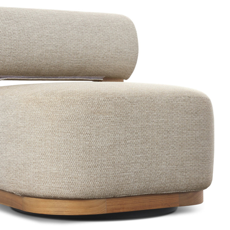 Malta Outdoor Swivel Chair-Faye Sand, Faye Sand, Natural Teak