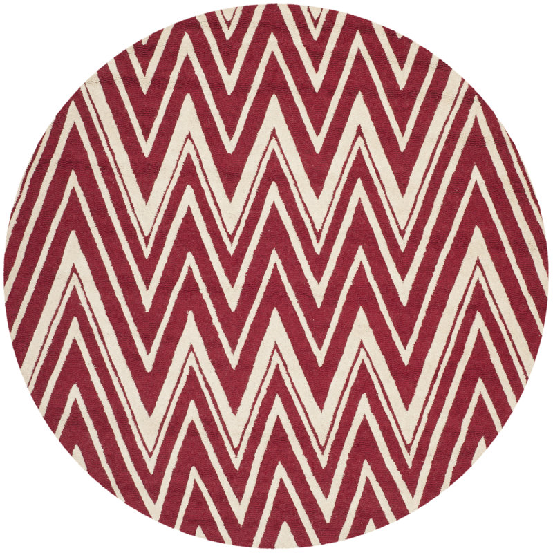 Sanyla Hand Tufted Wool Chevron Rug, Round 6'