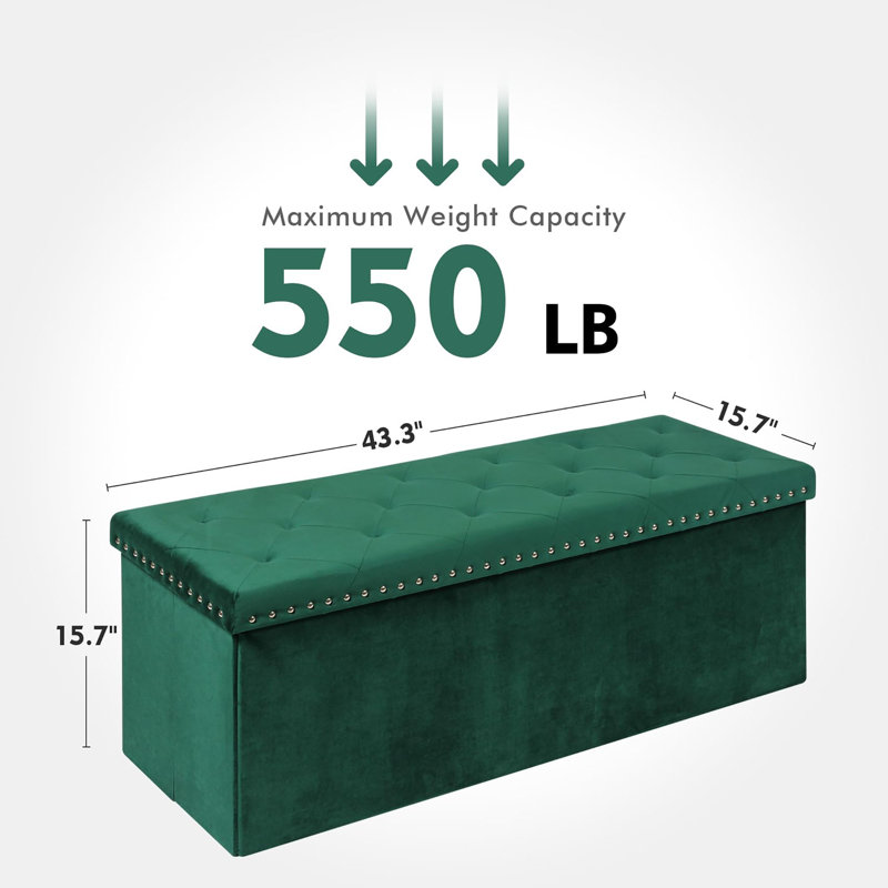Banc de rangement avec repose-pieds pliant, Vert