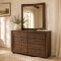 Commode 8 tiroirs en bois massif avec miroir Carrollton - Ranch rustique