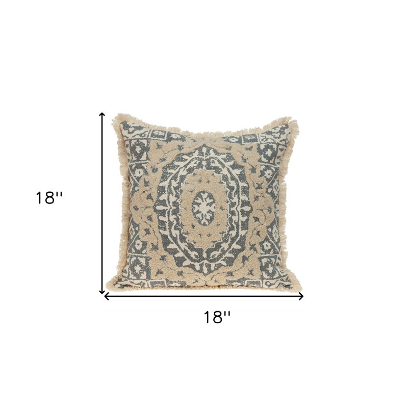 Coussin décoratif Abou beige, Beige/gris