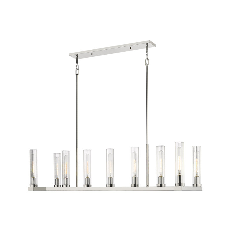 Lustre linéaire moderne à 9 lumières de style bougie Lustreann, Nickel poli