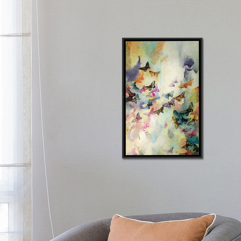 «Mariposas III», impression sur toile, H 26 po x l 18 po x P 1,5 po, Toile avec cadre noir