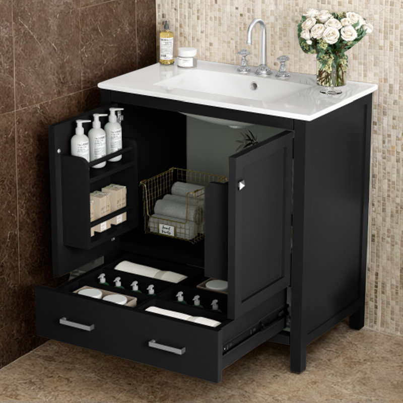 30" Bathroom Vanity with Single Sink, Combo Cabinet Undermount Sink, Bathroom Storage Cabinet with 2 Doors and a Drawer, Soft Closing, Multifunctional Storage, Solid Wood Frame