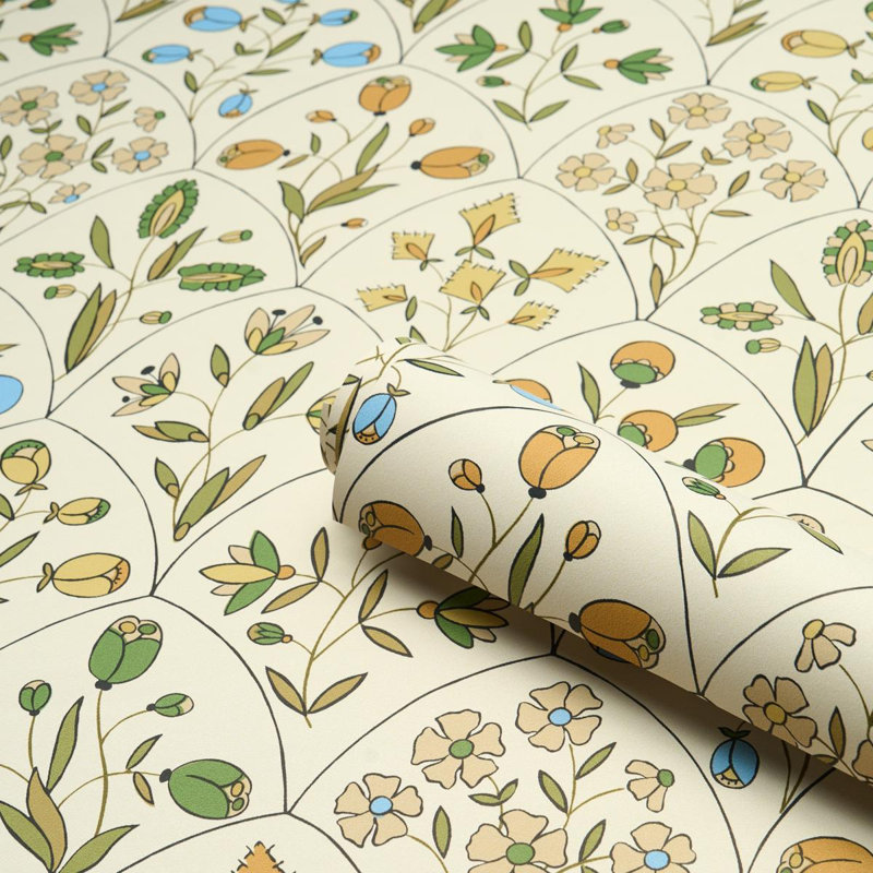 Papier peint floral Frances, Blanc cassé