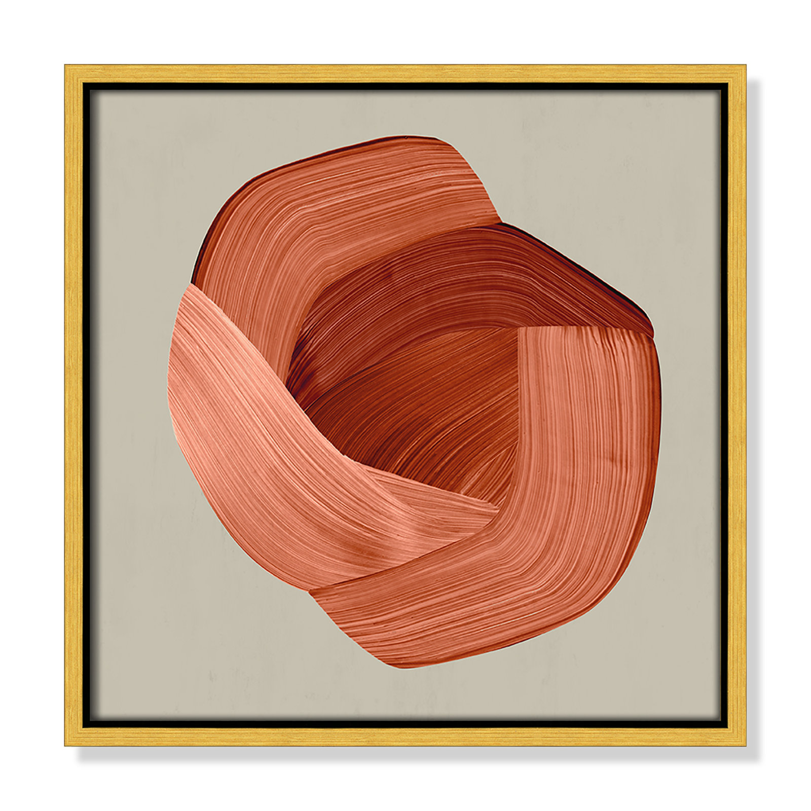 Crema - Floater Frame Painting Print on Canvas, 13.5" H x 13.5" W x 2" D, Gold Framed