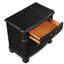 Table de chevet 3 de couleur grise avec finition noire et quincaillerie en métal