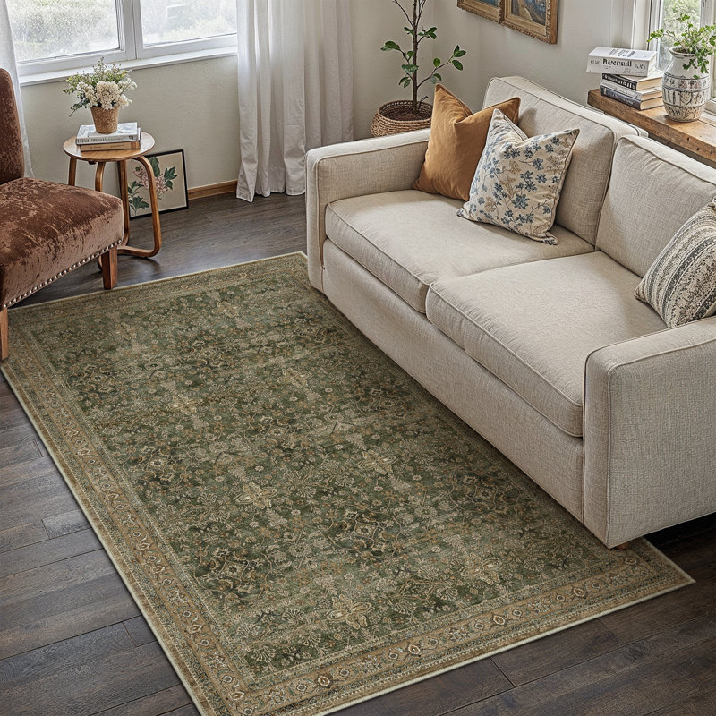 Tapis Kellems Vintage lavable à la machine pour le salon avec envers antidérapant, 0.28", Rectangle 4pi x 6 pi