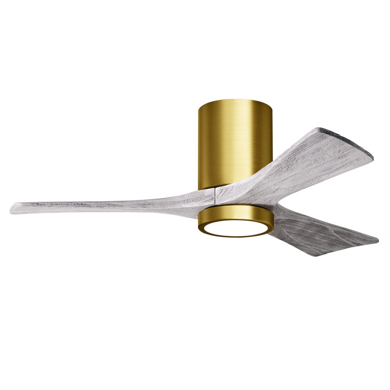 Olivier à 3 pales DEL standard avec ventilateur de plafond et ensemble d'éclairage inclus, Laiton brossé, Ton bois de grange