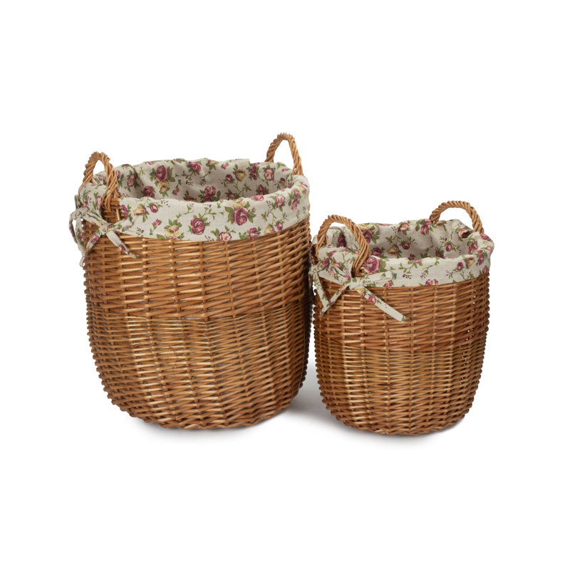 Wicker 2 Piece Linen Basket Set with Lining